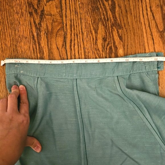 vintage circle skirt midi knee length high waisted size XS 24 80s teal Epaulette - Picture 4 of 6